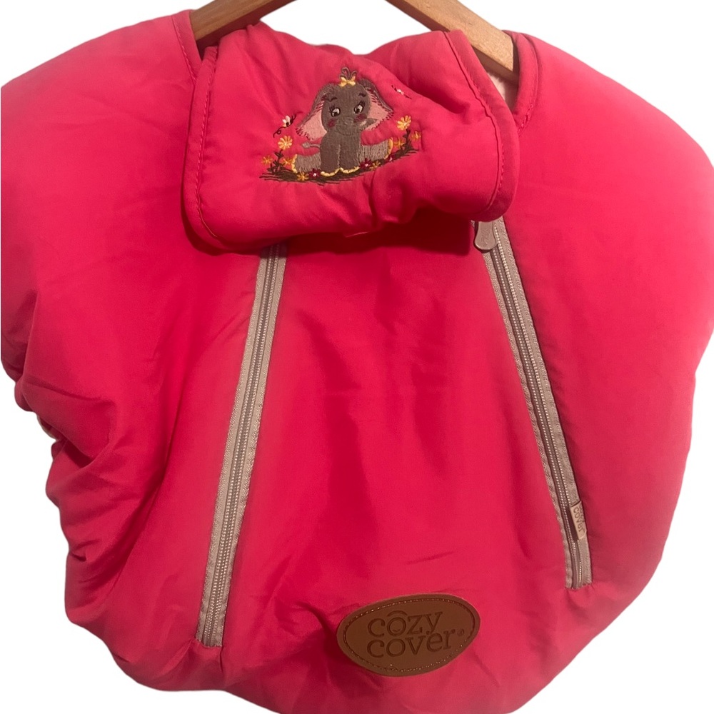 Pink Cozy Cover pink elephant infant car seat cover
